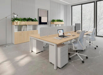 Quadro Square Leg 4 Person Office Workstation