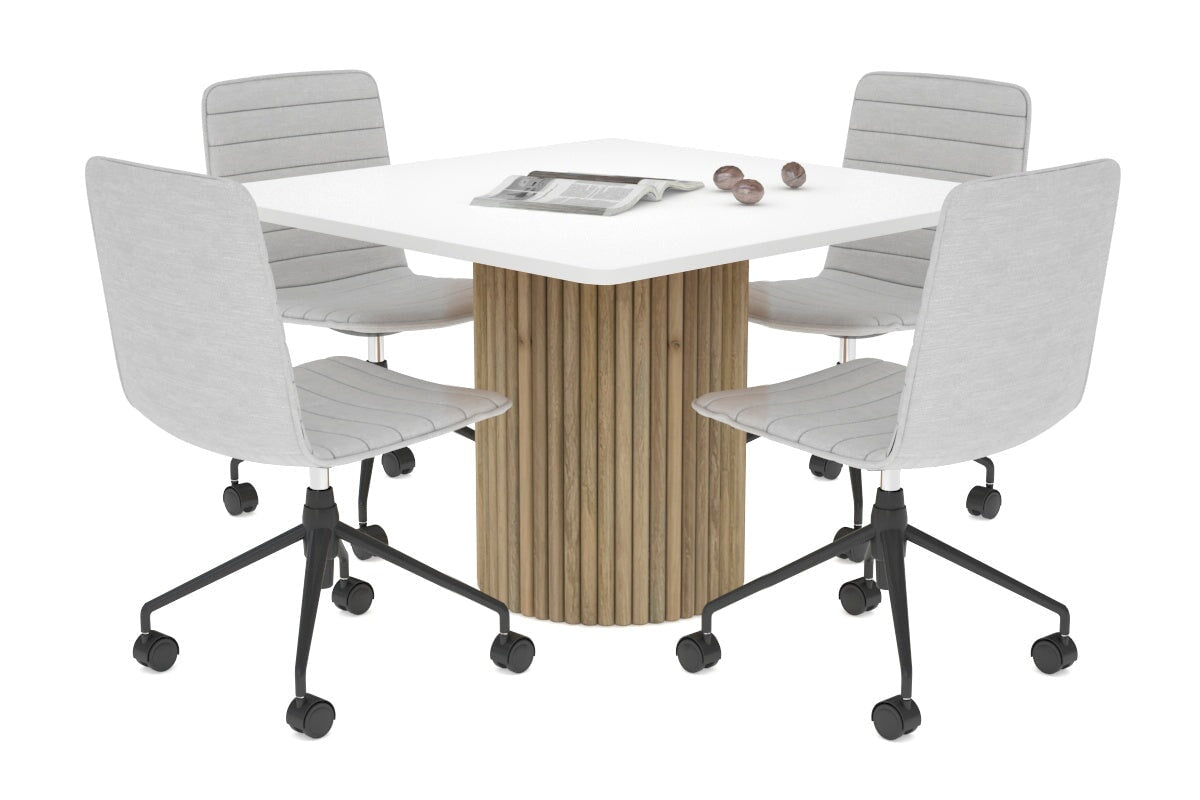 Baobab Circular Wood Base Boardroom Rectangle Table - Rounded Corners [1100L x 1100W] Jasonl natural leg white 