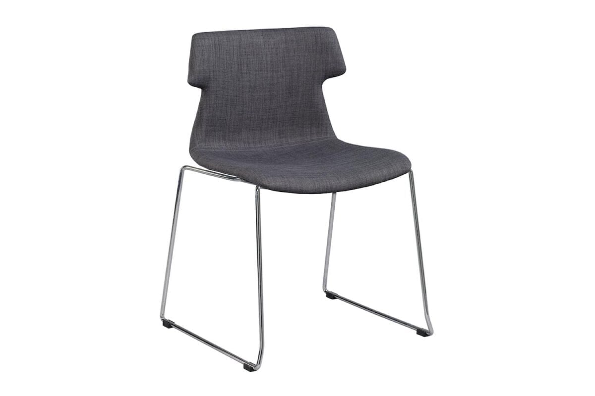 Clearance Wave Fabric Visitor Chair - Chrome Sled Base Jasonl grey