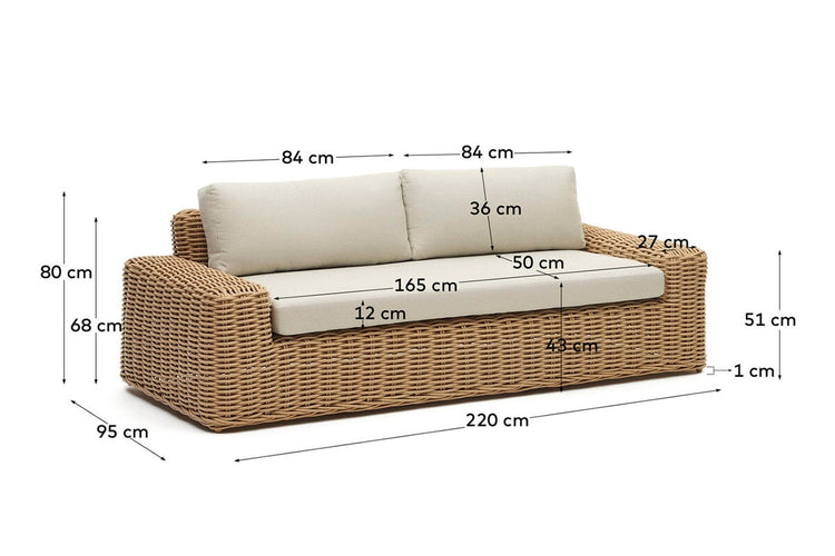 Como Portlligat 3 Seater Faux Rattan Sofa Como 