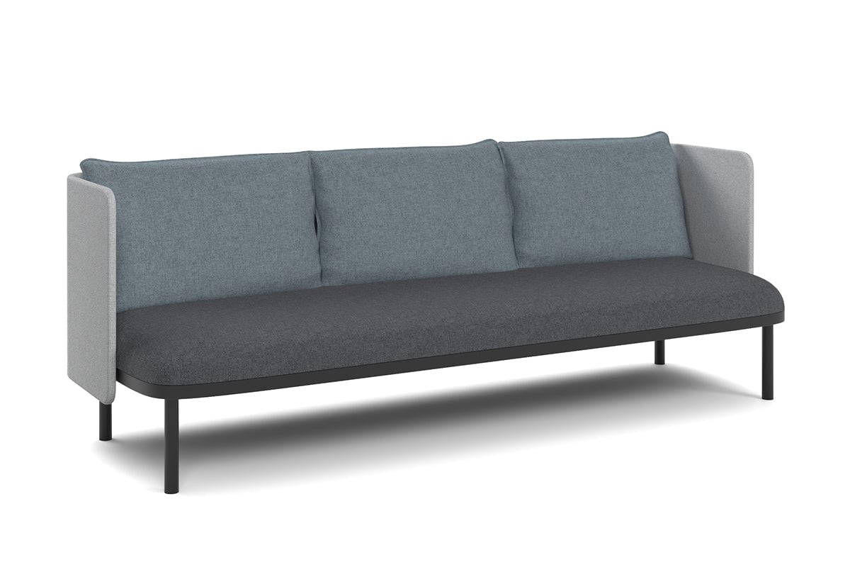 Cozy Triple Seater Low Back Lounge with Cushion-light blue