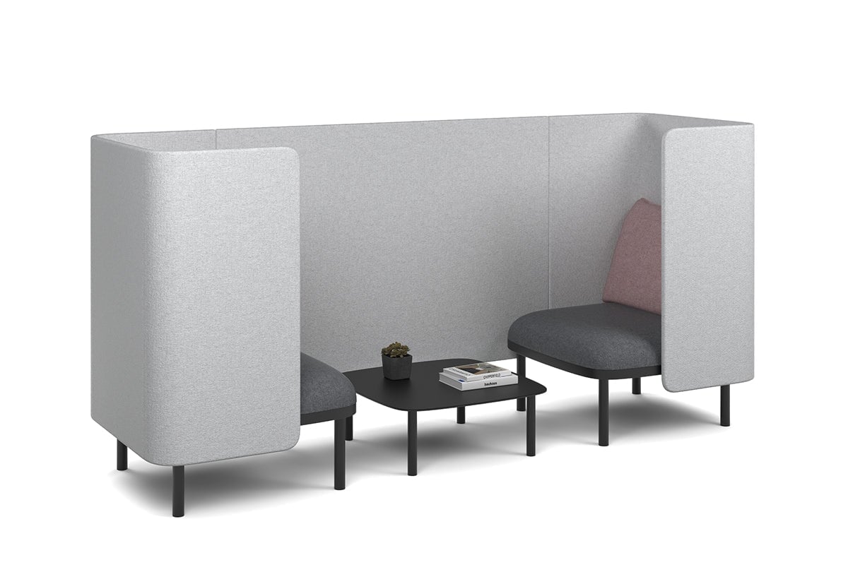 Cozy Two Single Seater Pod Privacy Booth-pink coffee square table