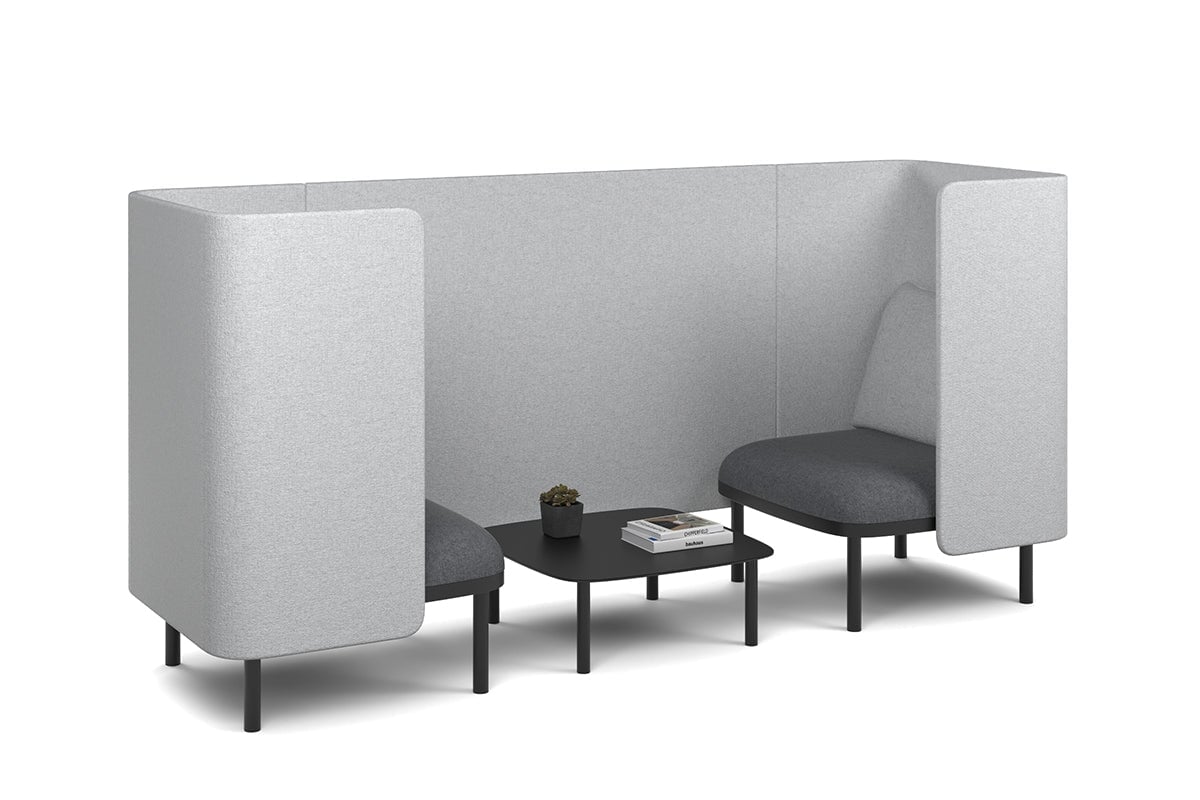 Cozy Two Single Seater Pod Privacy Booth-light grey coffee square table