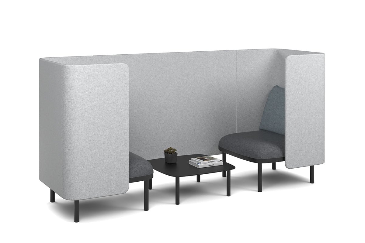 Cozy Two Single Seater Pod Privacy Booth-light blue coffee square table