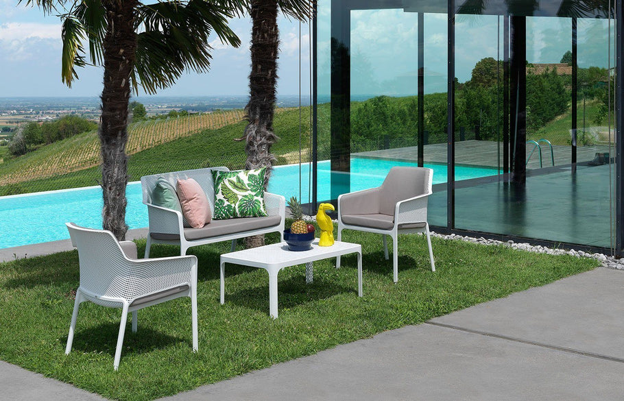 Environmental image of EZ Hospitality Net Outdoor Lounge Chair - Bench