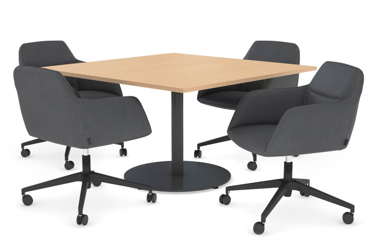 EZ Hospitality Sapphire Rectangle Boardroom Table 1200x1200 - Disc Base EZ Hospitality black base maple 