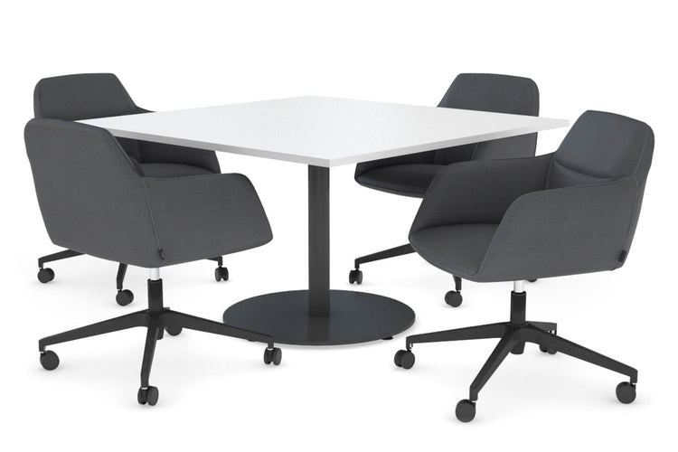 EZ Hospitality Sapphire Rectangle Boardroom Table 1200x1200 - Disc Base EZ Hospitality black base white 