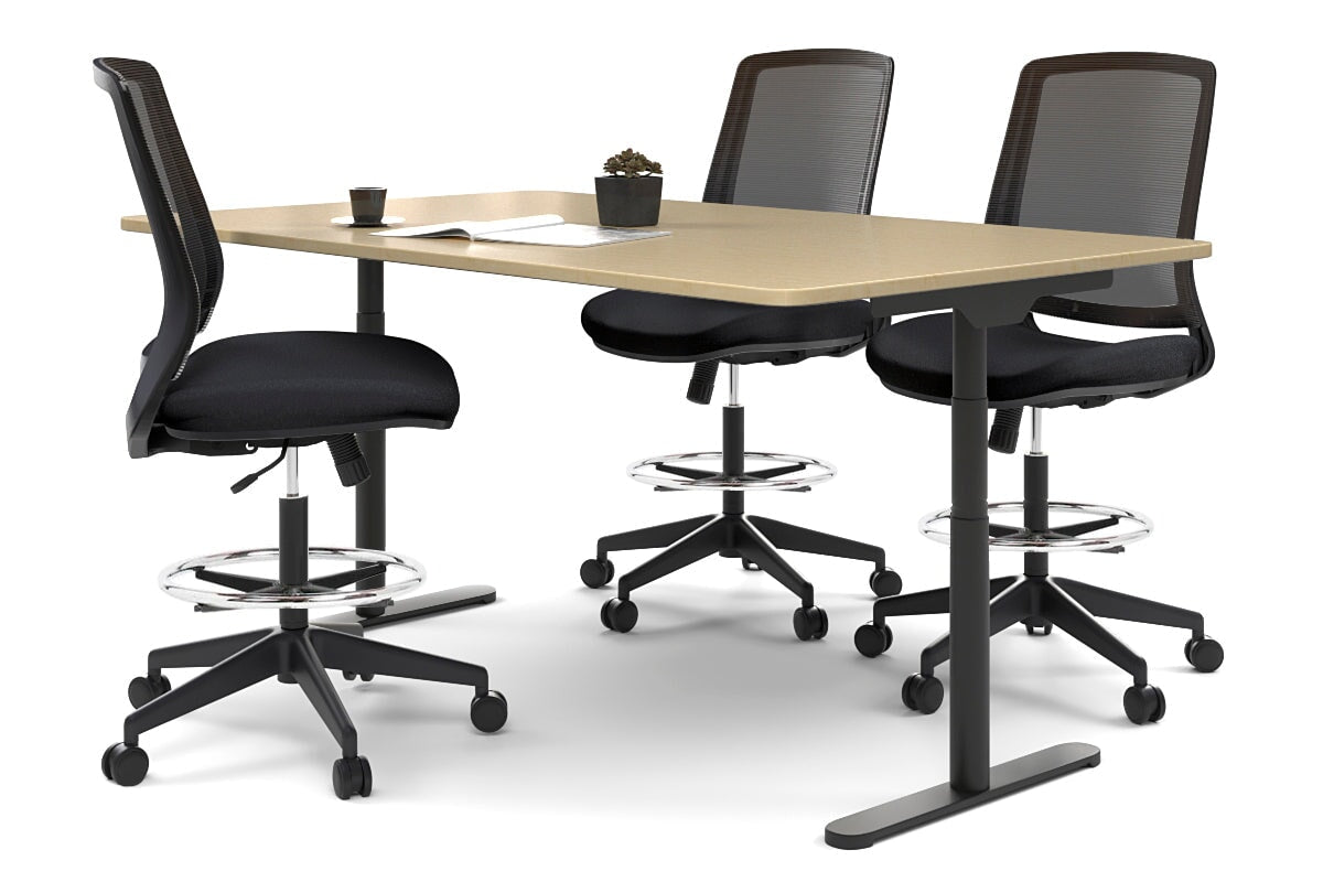 Flexi Premium Sit Stand Meeting Table Jasonl black leg maple