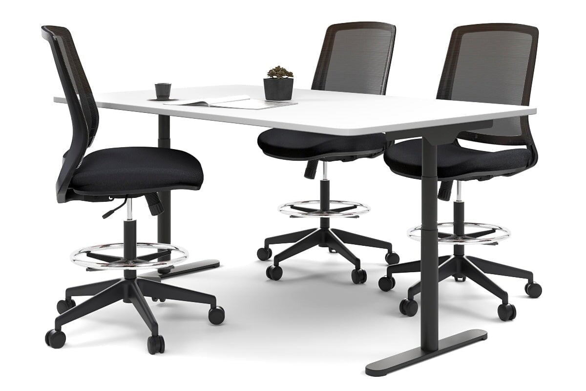 Flexi Premium Sit Stand Meeting Table Jasonl black leg white