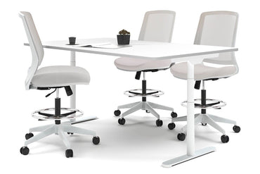 Flexi Premium Sit Stand Meeting Table Jasonl white leg white