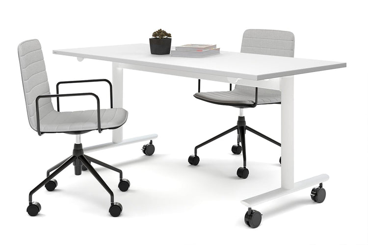 Jasonl Flip Top/Folding Mobile Meeting Room Table - Solana [1600L x 700W] Jasonl white leg white none