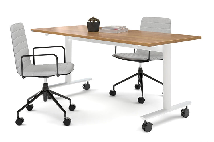 Jasonl Flip Top/Folding Mobile Meeting Room Table - Solana [1600L x 700W] Jasonl white leg salvage oak none
