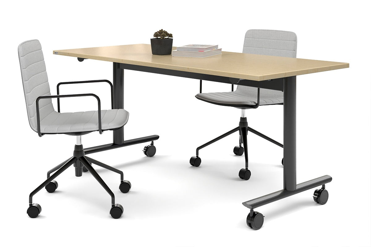 Jasonl Flip Top/Folding Mobile Meeting Room Table - Solana [1600L x 700W] Jasonl black leg maple none