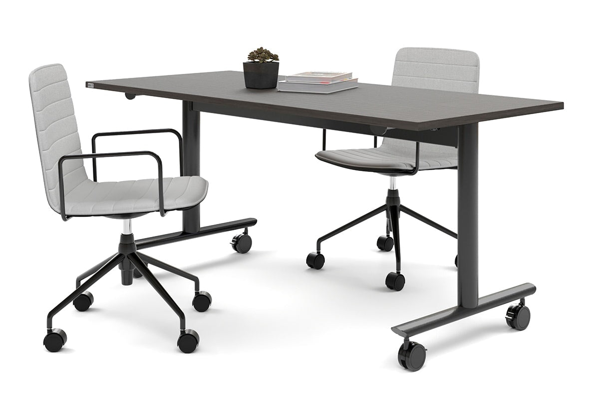 Jasonl Flip Top/Folding Mobile Meeting Room Table - Solana [1600L x 700W] Jasonl black leg dark oak none