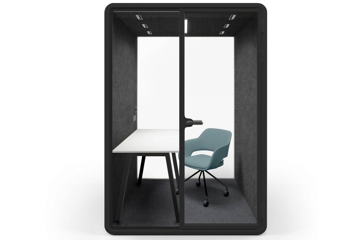 Nest Room Booth with Quadro A Table [Echo Panel] Jasonl black dark grey blue