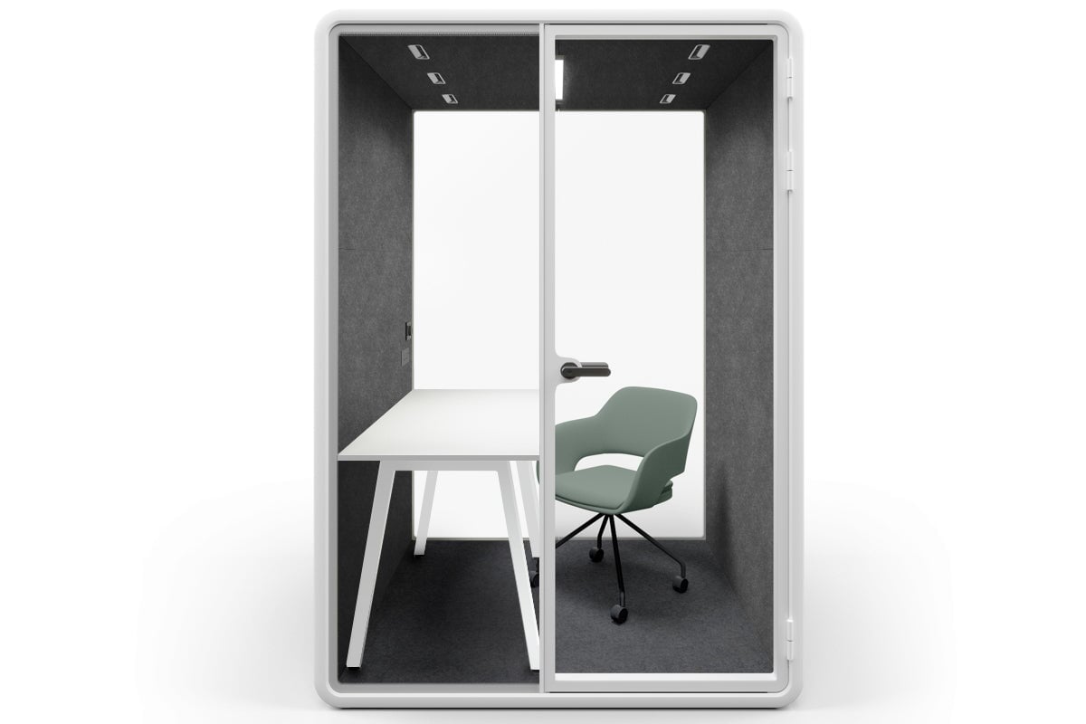 Nest Room Booth with Quadro A Table [Echo Panel] Jasonl white dark grey green