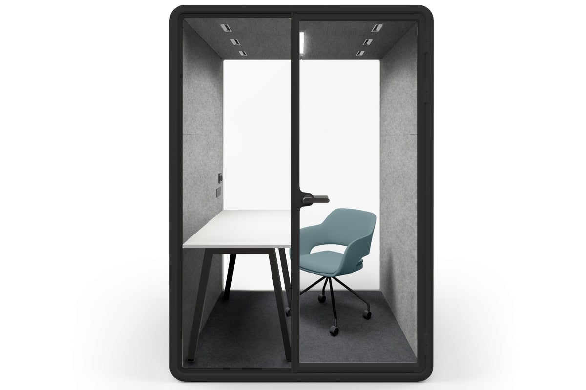 Nest Room Booth with Quadro A Table [Echo Panel] Jasonl black light grey blue