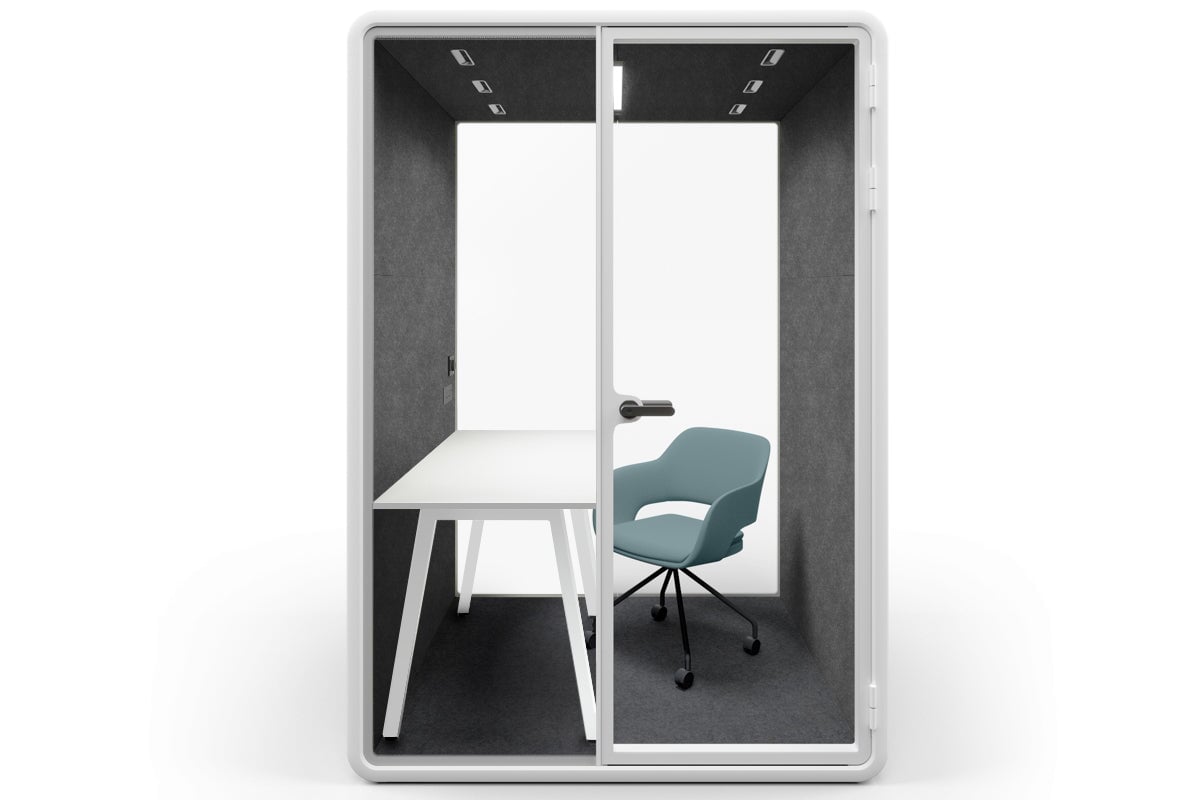 Nest Room Booth with Quadro A Table [Echo Panel] Jasonl white dark grey blue