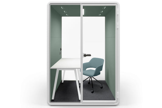 Nest Room Booth with Quadro A Table [Echo Panel With Fabric] Jasonl white green fabric blue