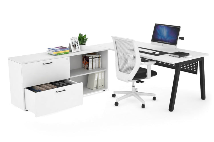 Quadro A Executive Setting - Black Frame [1800L x 700W] Jasonl white black modesty 2 drawer open filing cabinet