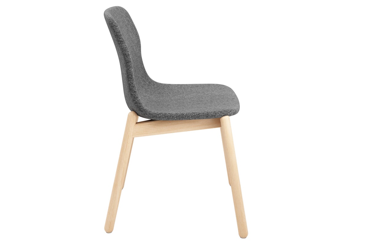 Sammy Fabric Chair - Wooden Base-dark grey