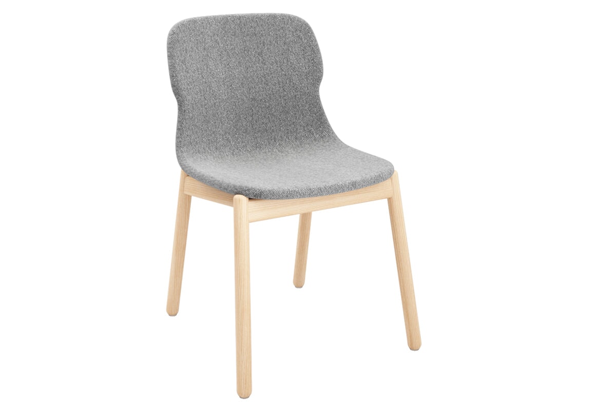 Sammy Fabric Chair - Wooden Base-light grey