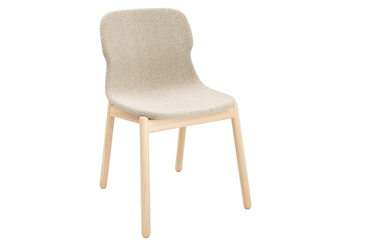 Sammy Fabric Chair - Wooden Base-cream