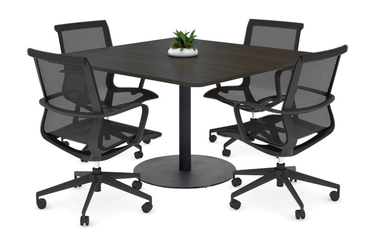 Sapphire Rectangle Boardroom Table - Disc Base with Rounded Corners [1100L x 1100W] Jasonl black base dark oak 