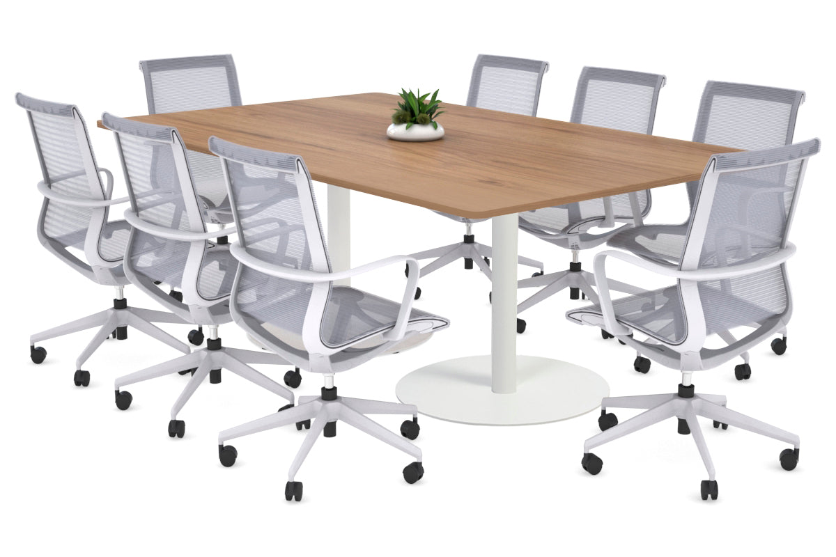 Sapphire Rectangle Boardroom Table - Disc Base with Rounded Corners [1800L x 1100W] Jasonl white base salvage oak 