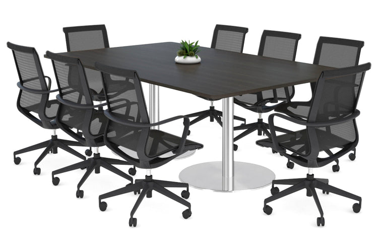 Sapphire Rectangle Boardroom Table - Disc Base with Rounded Corners [1800L x 1100W] Jasonl stainless steel base dark oak 