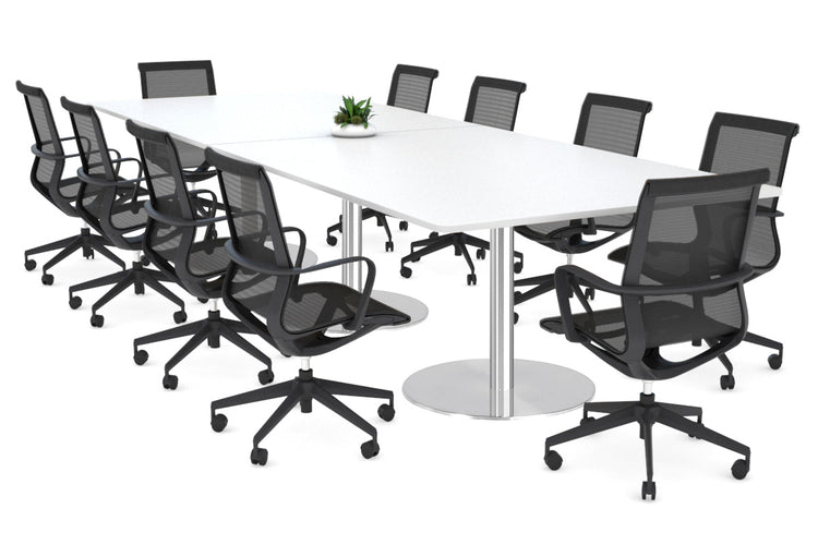 Sapphire Rectangle Boardroom Table - Disc Base with Rounded Corners [3200L x 1100W] Jasonl stainless steel base white 