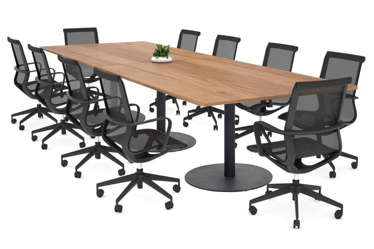 Sapphire Rectangle Boardroom Table - Disc Base with Rounded Corners [3200L x 1100W] Jasonl black base salvage oak 