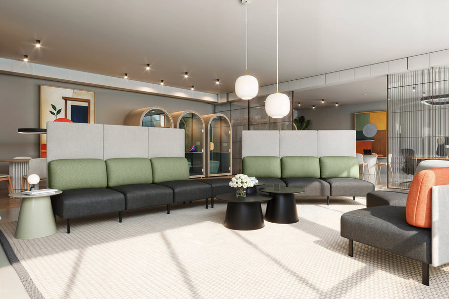 Environmental image of Sona Modular Privacy Sofa 7 Seater Angle Lounge - High Back