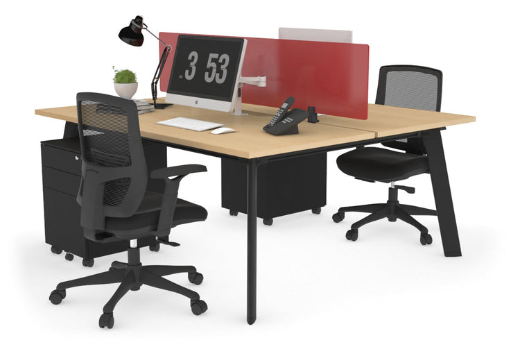 Switch - 2 Person Workstation Black Frame [1200L x 800W with Cable Scallop] Jasonl maple red perspex (400H x 800W) 