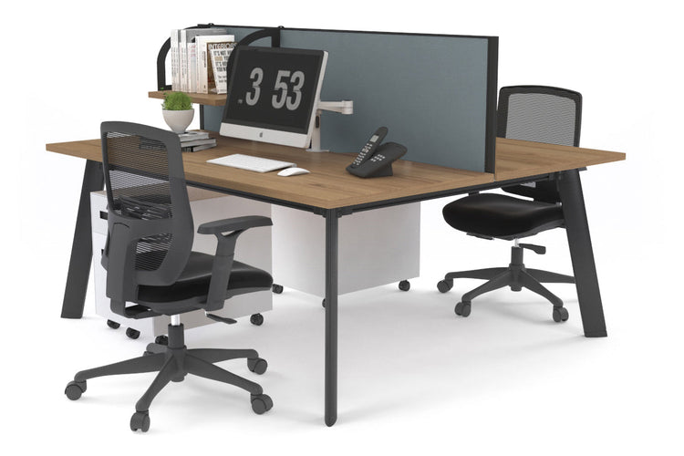 Switch - 2 Person Workstation Black Frame [1200L x 800W with Cable Scallop] Jasonl salvage oak cool grey (500H x 1200W) 