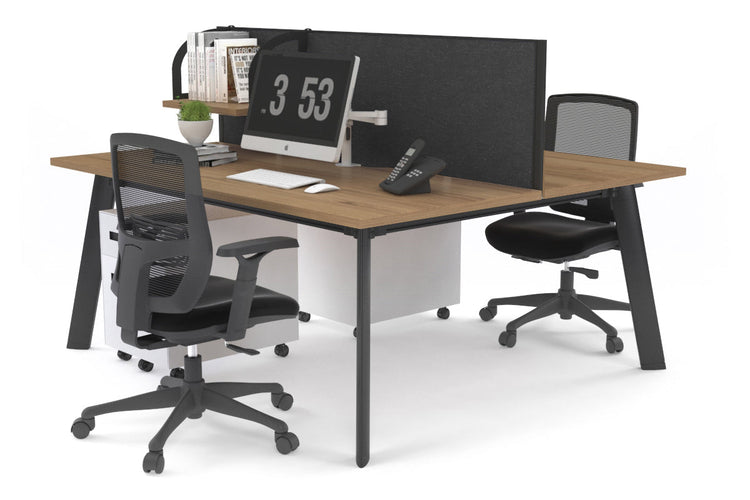 Switch - 2 Person Workstation Black Frame [1600L x 800W with Cable Scallop] Jasonl salvage oak moody charcoal (500H x 1600W) 