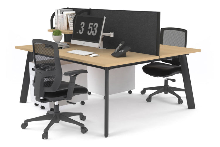 Switch - 2 Person Workstation Black Frame [1600L x 800W with Cable Scallop] Jasonl maple moody charcoal (500H x 1600W) 