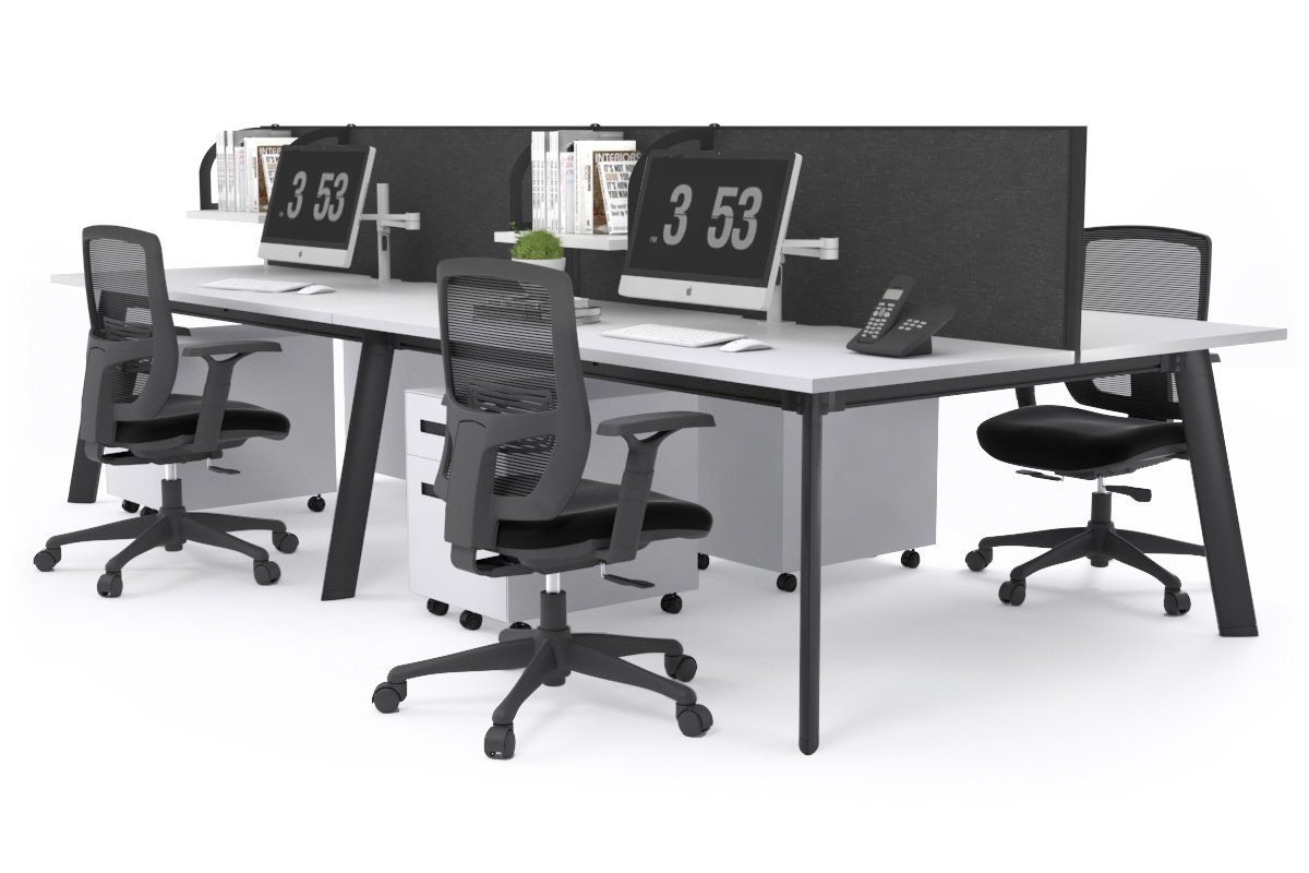 Switch - 4 Person Workstation Black Frame [1200L x 800W with Cable Scallop] Jasonl white moody charcoal (500H x 1200W) 