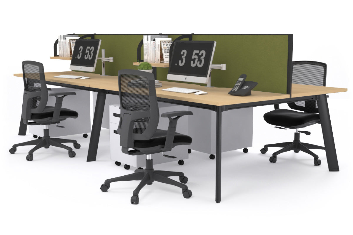 Switch - 4 Person Workstation Black Frame [1600L x 800W with Cable Scallop] Jasonl maple green moss (500H x 1600W) 