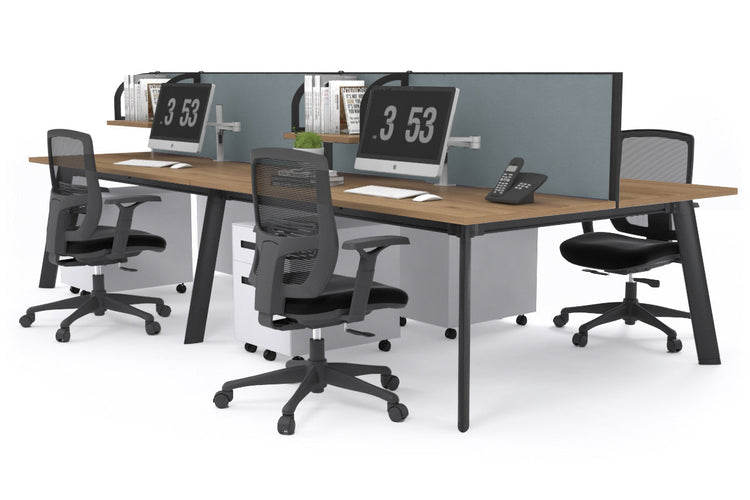 Switch - 4 Person Workstation Black Frame [1600L x 800W with Cable Scallop] Jasonl salvage oak cool grey (500H x 1600W) 