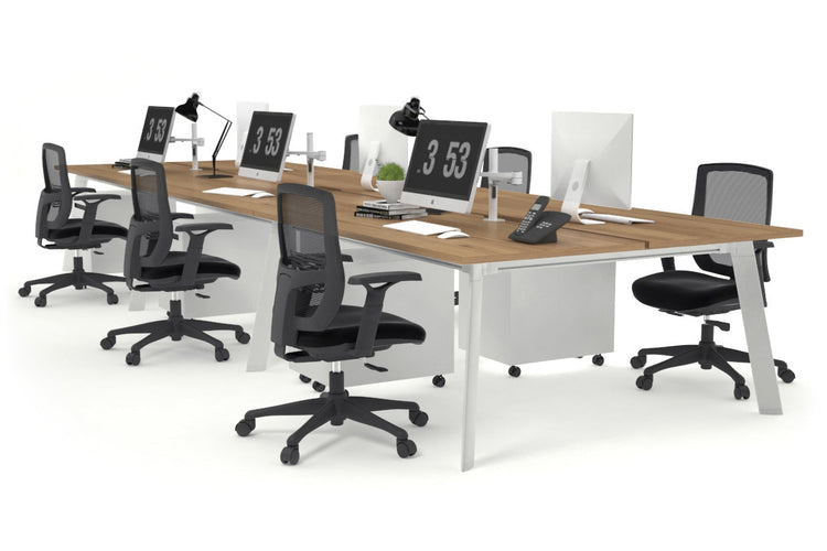 Switch - 6 Person Workstation White Frame [1800L x 800W with Cable Scallop] Jasonl salvage oak none 