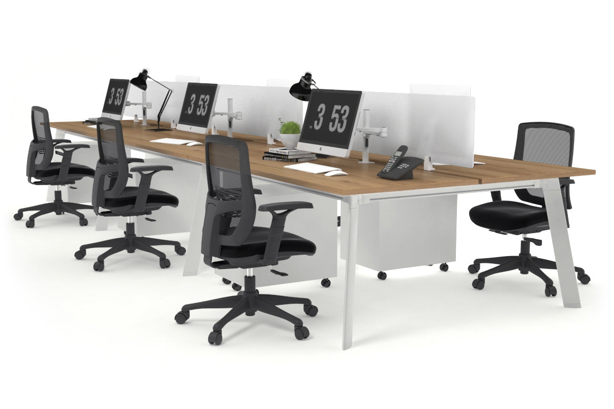 Switch - 6 Person Workstation White Frame [1800L x 800W with Cable Scallop] Jasonl salvage oak white perspex (400H x 1500W) 