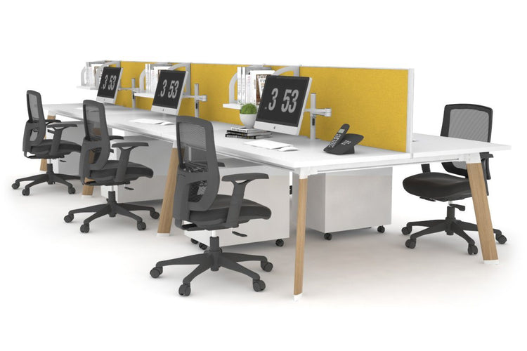 Switch - 6 Person Workstation Wood Imprint Frame [1800L x 800W with Cable Scallop] Jasonl white mustard yellow (500H x 1800W) 