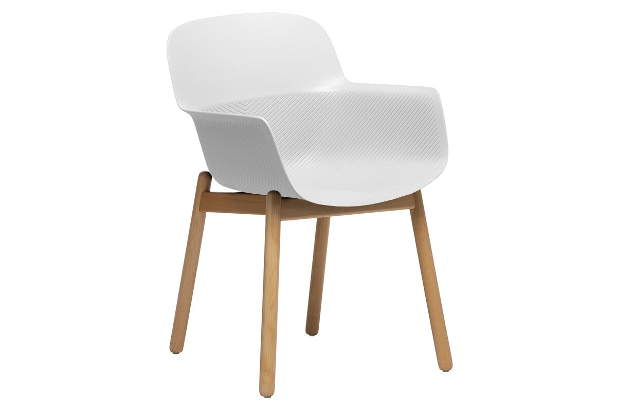 Tommy Tub Plastic Chair - Wooden Leg Jasonl white