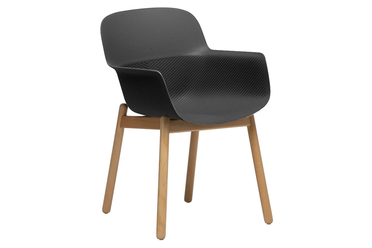 Tommy Tub Plastic Chair - Wooden Leg Jasonl black