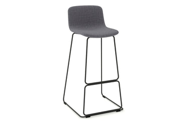 Wave Fabric Bar and Counter Stool Sled Base - 760mm Seat Height Jasonl black leg grey