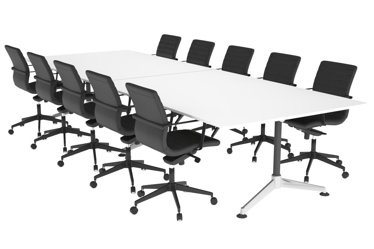 Boardroom Table Premium Indented Chrome Legs Blackjack [3200L x 1100W with Rounded Corners] Ooh La La white 