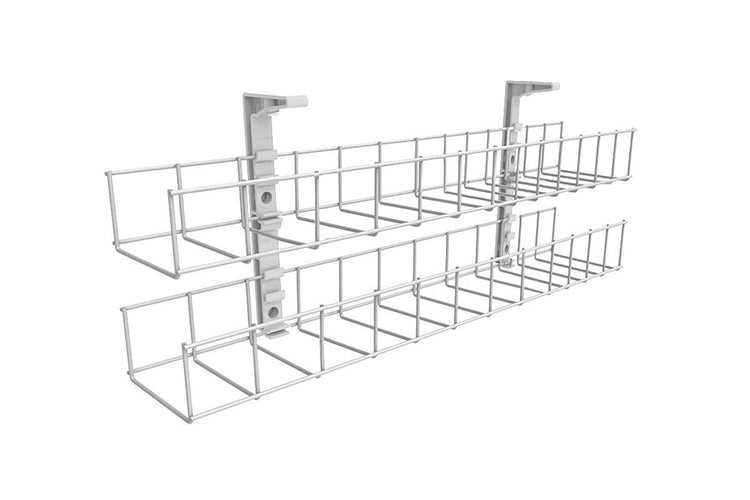 Cable Management Basket Dual Tier Metal Tray Jasonl 1250 white 