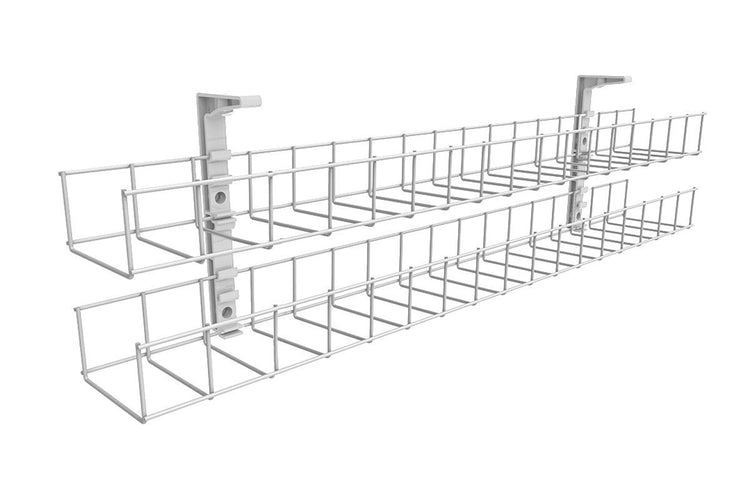 Cable Management Basket Dual Tier Metal Tray Jasonl 1550 white 