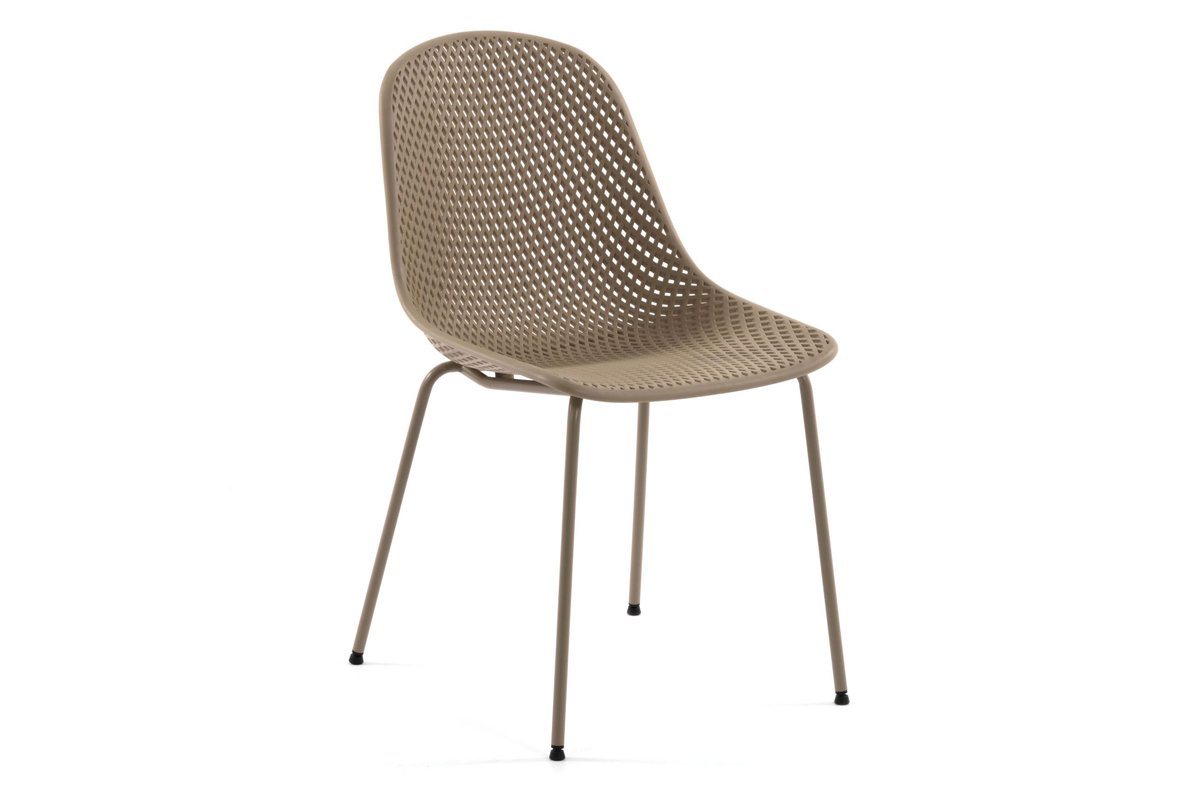 Como Quinby Outdoor Cafe Chair - Strong and Sturdy Plastic Seat-beige